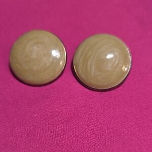 Round Tan Button Earrings